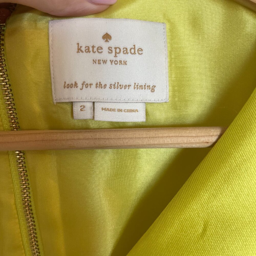 Kate Spade Structured Silk Neon Yellow Mini Dress - 2 - Picture 7 of 10
